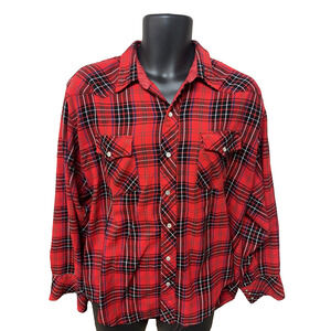 Pine Grove Mens Western Shirt Size Large Vintage Pearl Snap Red Long Sleeve